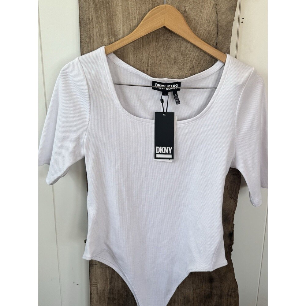 NWT Women's Dkny Jeans White Bodysuit SZ Large